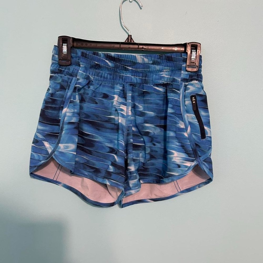 Lululemon blue tye-die “tidal multi blue” athletic shorts